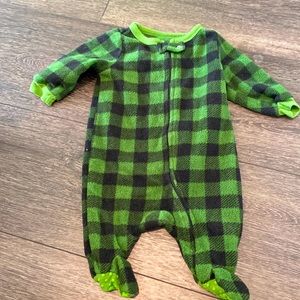Green plaid fuzz pajama